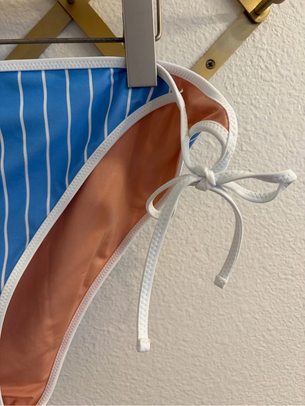 NWT J Crew Iconic String Bikini Bottom Blue White Striped XXL